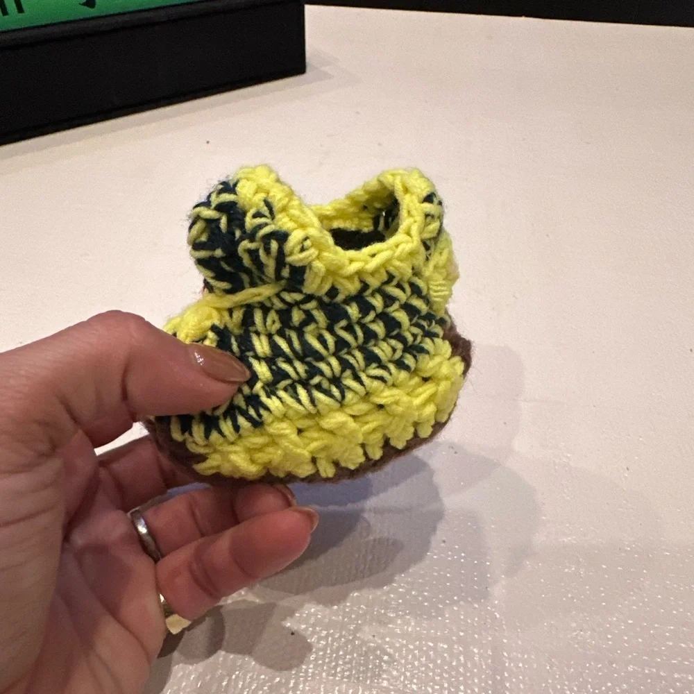 Handmade Crochet Kids Shoes - Green and Brown